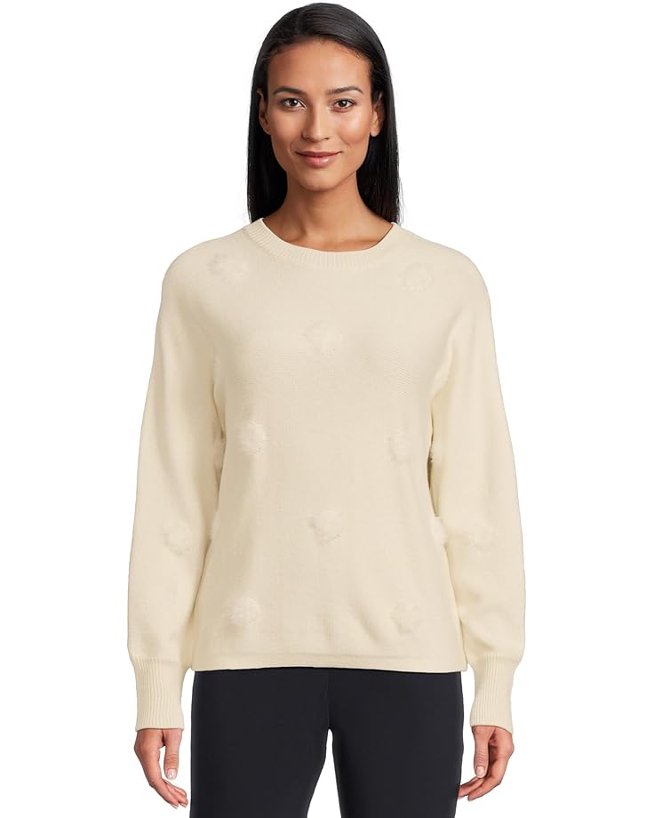 Elliott Lauren On the Dot - Long Sleeve Crew Neck Sweater with Fuzzy Dots - Main View