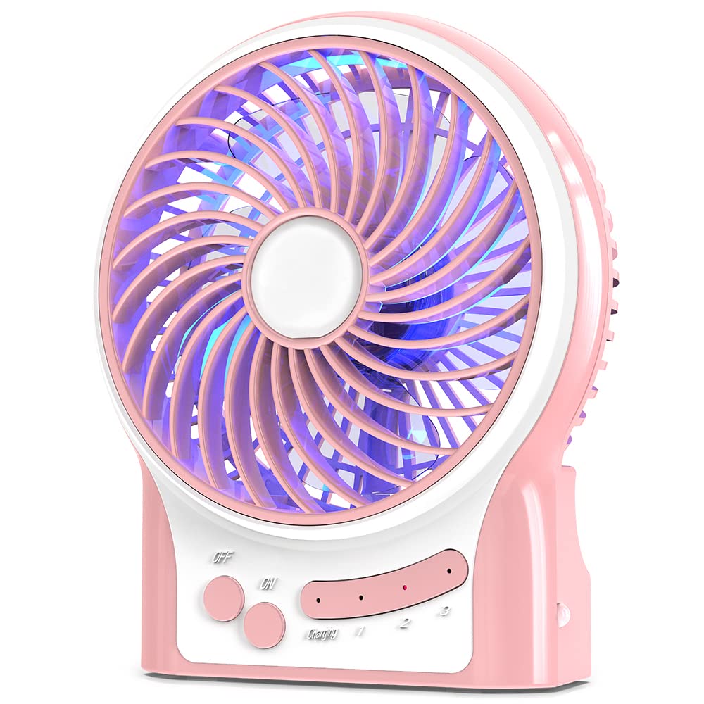 Ventilateur de circulation d'air Bureau rechargeable avec lumière LED