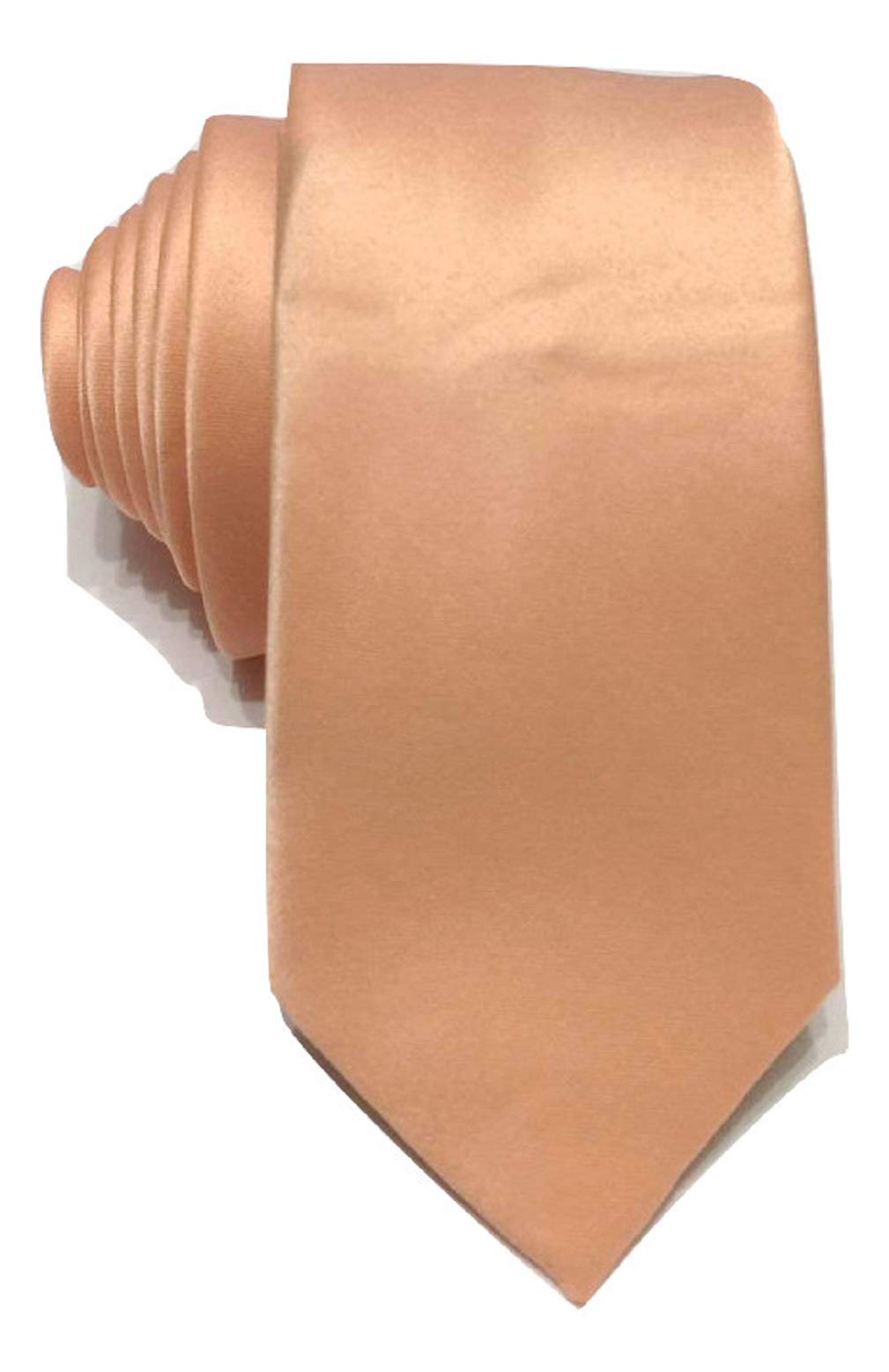 L&L® Peach pink Collection Woven Paisley Jacquard Knitted Satin Tie (Skinny tie)