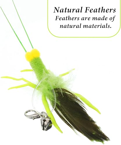 Miniatura 2 de 3 piezas de juguetes de plumas para gatos, juguetes interactivos para gatos con simulación de plumas, insectos, recambios de saltamontes, accesorios