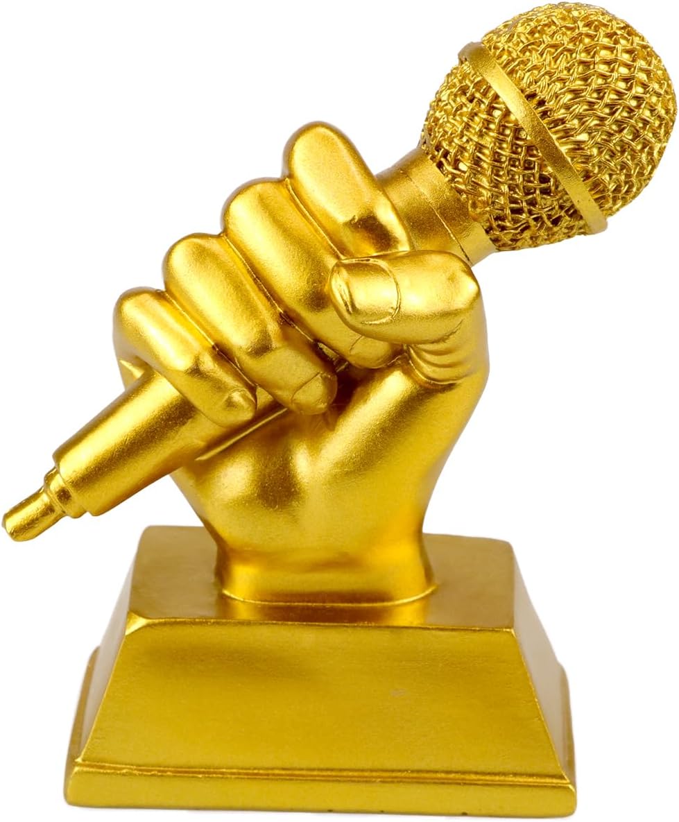 Microphone Trophy Gold Trophy Mic Trophy for Singing Speech Competition