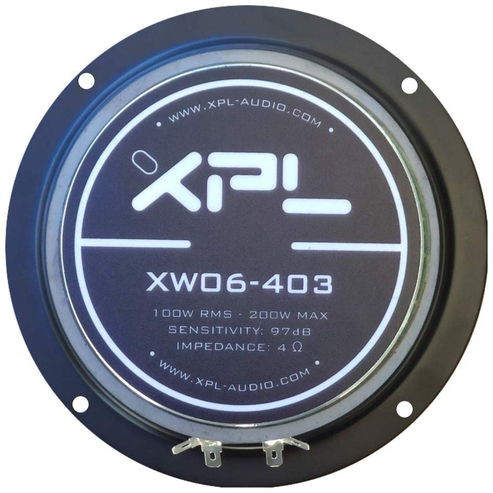 XPL 1 MIDWOOFER XW06-403 XW06 403 altoparlante diffusore medio basso 16,50 cm 165 mm 6,5" 100 watt rms 200 watt max 4 ohm 97 db auto nero, 1 pezzo + 3 adesivi omaggio