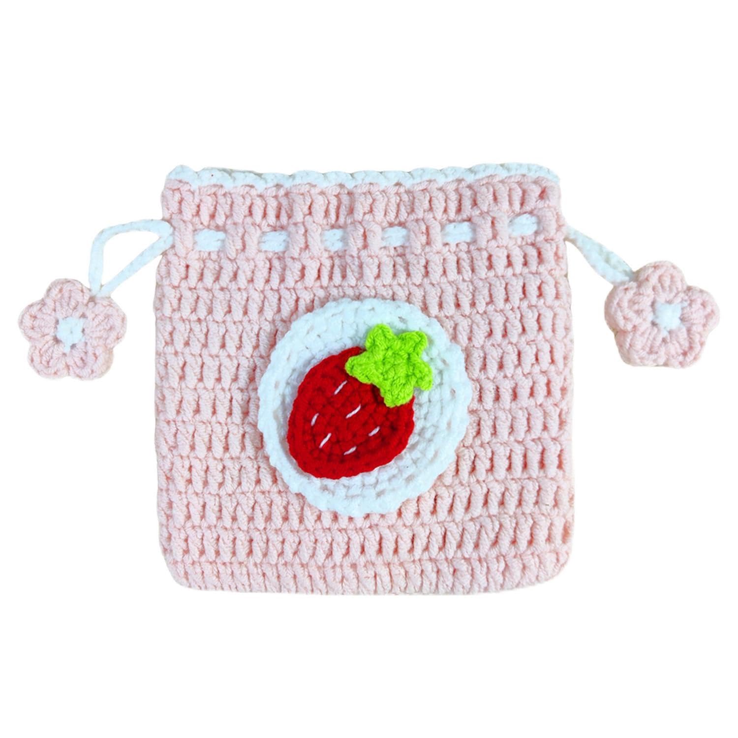 BRTOO Small Crochet Purse 100% Handmade Knitted Storage Bag Cute Funny Kawaii Coin Change Purse Pouch Mini Cartoon Shark Funny Plush Drawstring