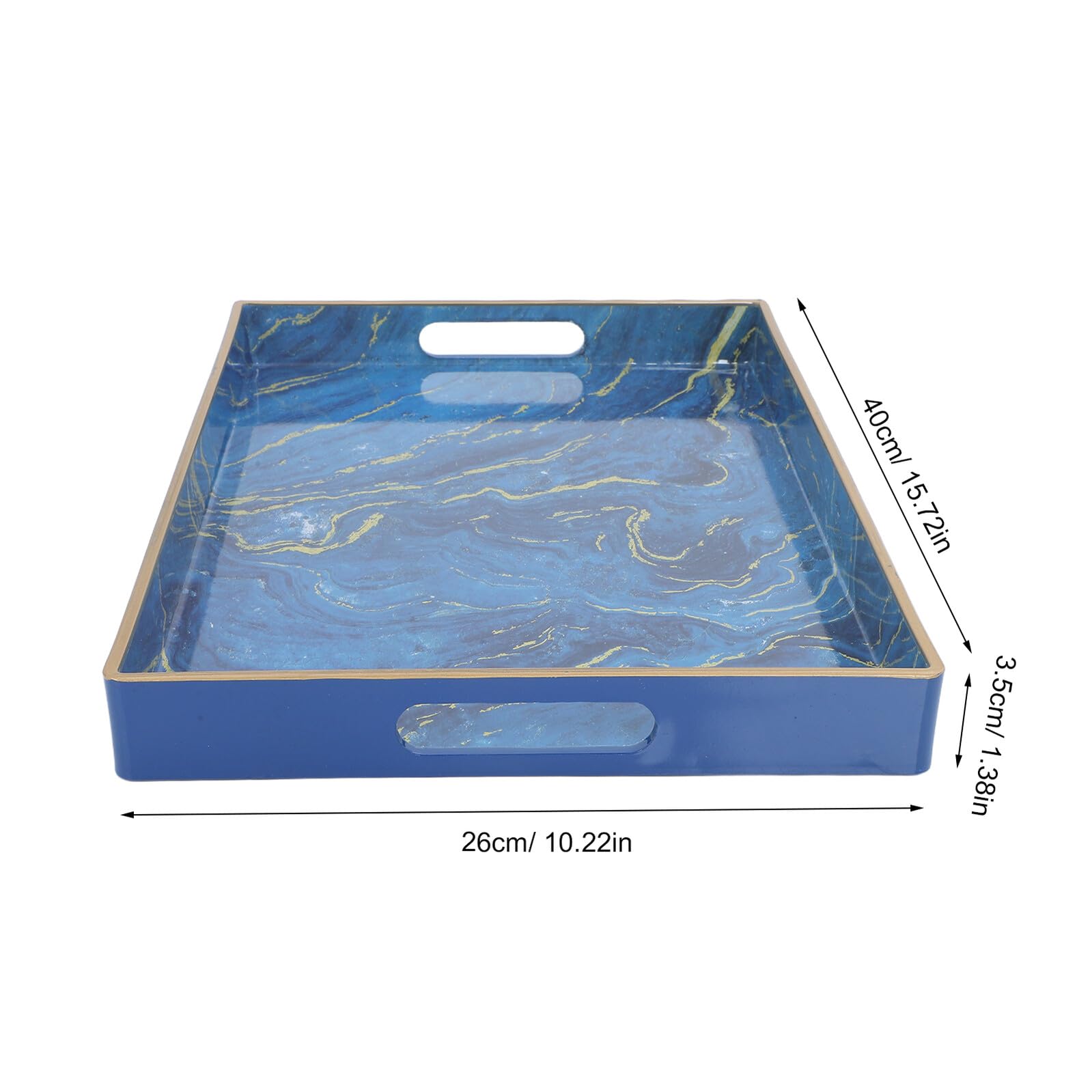 Garneck Bandeja Rectangular Decorativa de Plástico con Efecto Mármol Azul, Bandeja Organizadora para Baño y Centro de Mesa, Adecuado para Servir Desayuno y Exhibición, Diseño Resistente