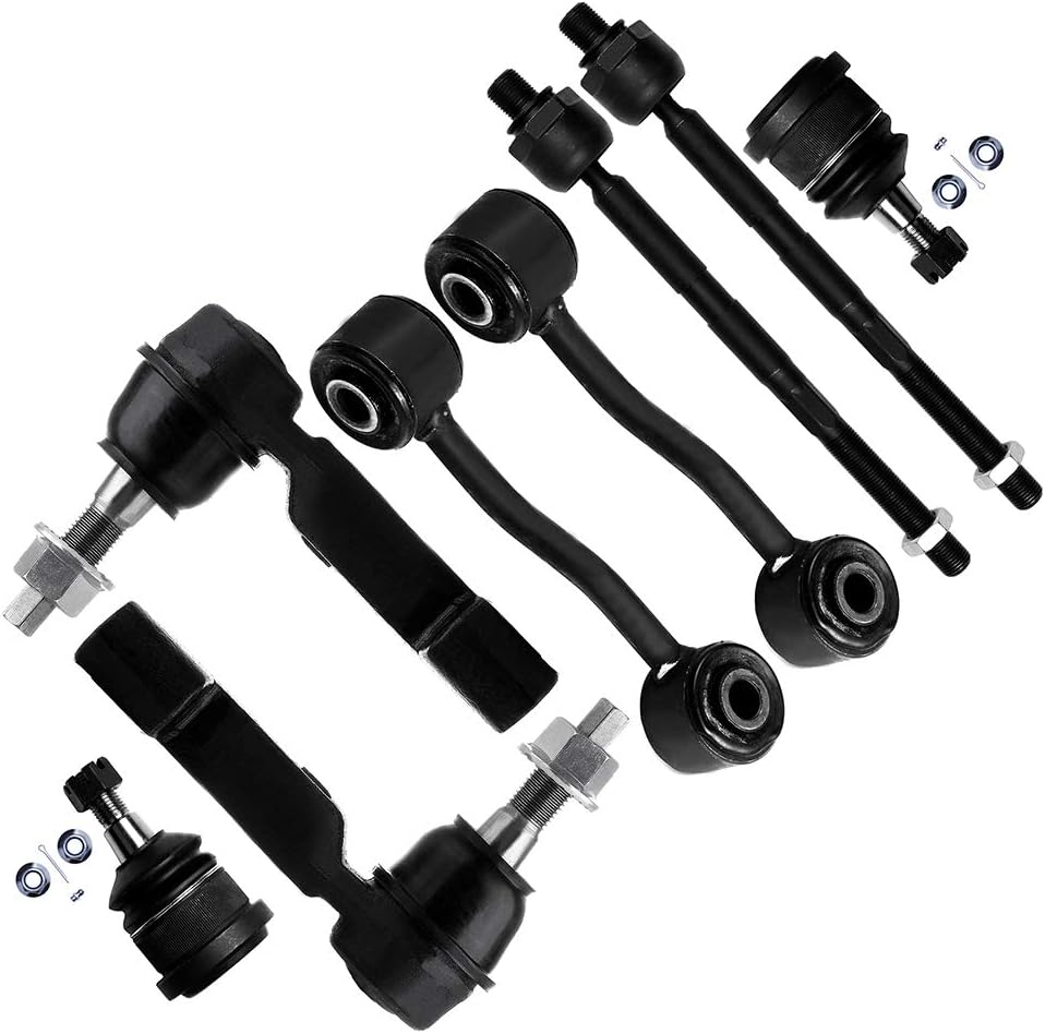 SCITOO 8-PC SET Tie Rod End Kit - Fit For Jeep Liberty Inner Tie Rod End Outer Tie Rod End Front Sway Bar End Link Lower Ball Joint Front Suspension Kit