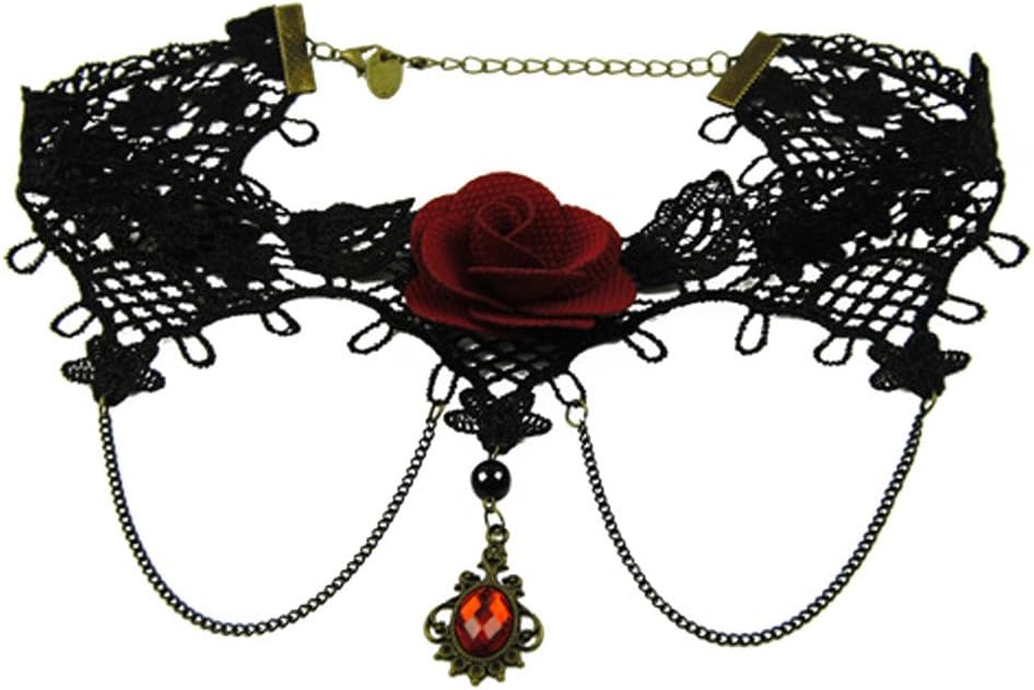 Aestheticism Gothic Victorian Halloween Black Lace Vampire Retro Vintage Choker Necklace