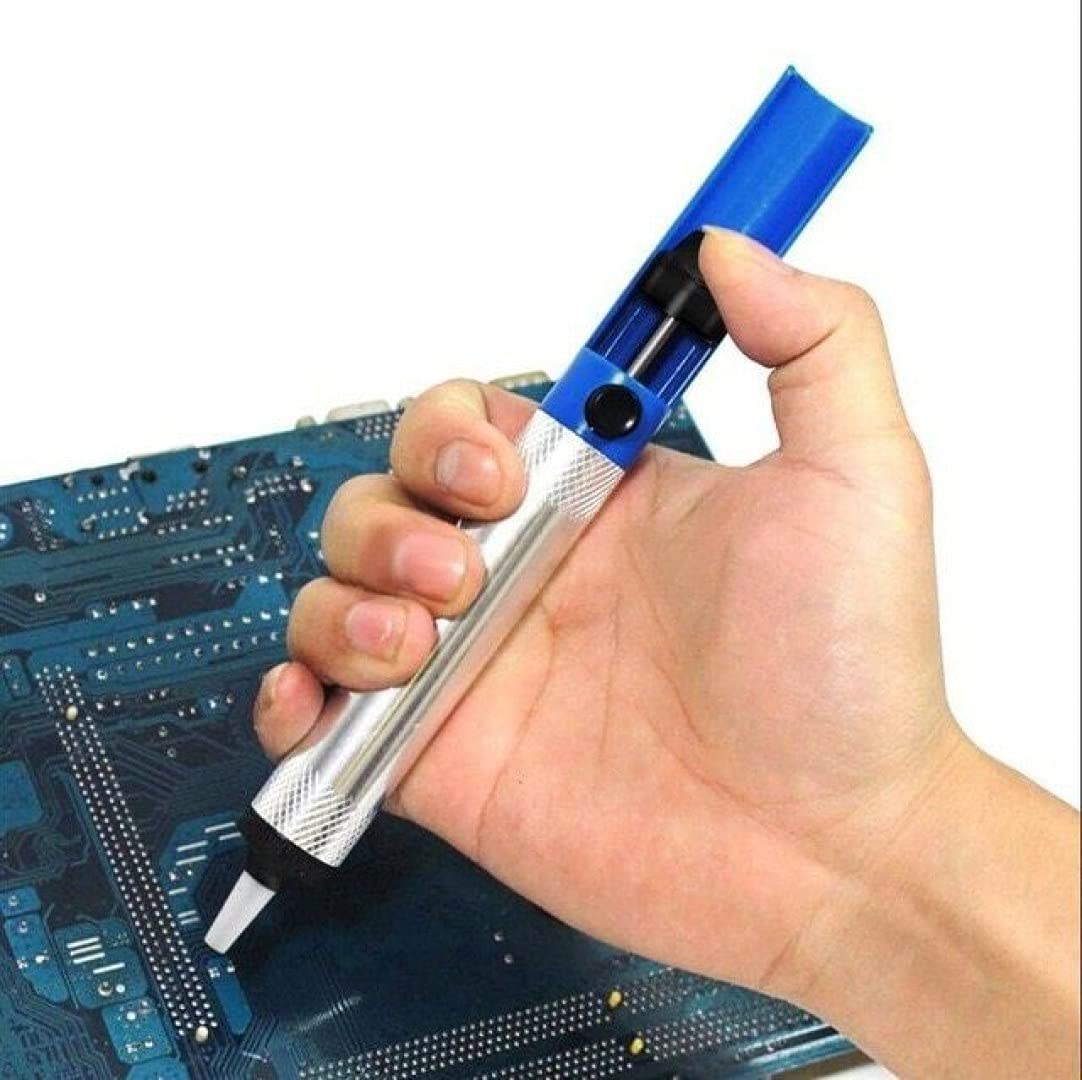 Inditrust 3 Pcs Aluminium Solder Sucker Desoldering Pump Tool Suction Tin Pen Removal Device Blue Vacuum Soldering Iron Desolder pack of 3 0 W Simple