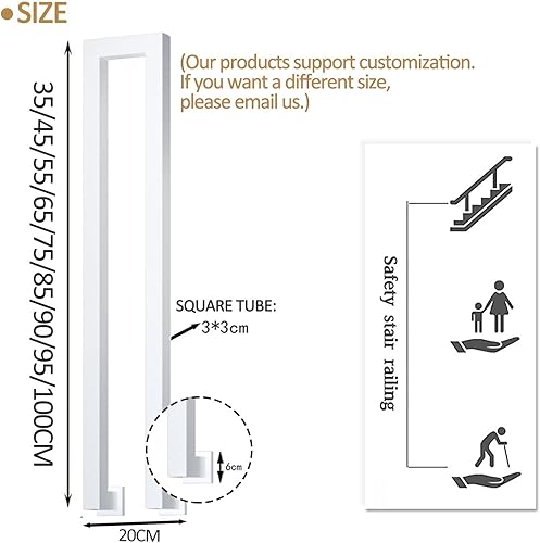 Miniatura 2 de Pasamanos de hierro forjado, barandilla de escalera blanca para porche delantero para escalones interiores y exteriores, barra de apoyo de seguridad
