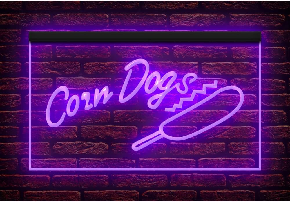 110135 Corn Dogs Cafe Shop Restaurant Display LED Night Light Neon Sign (16" X 12", Purple)