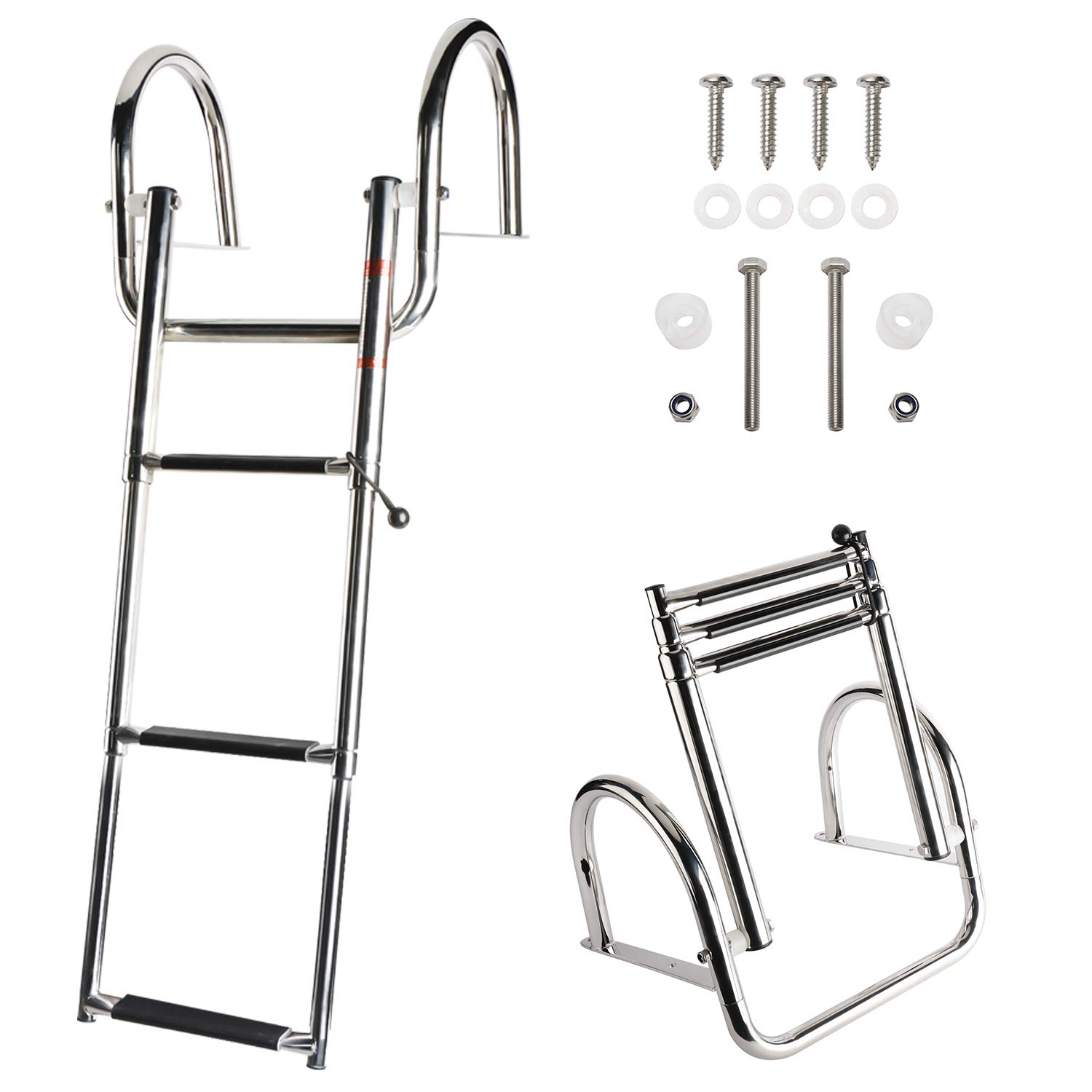 HYDDNice 3 Step Pontoon Boat Ladder Stainless Steel Telescoping Inboard Ladder Dock Ladder