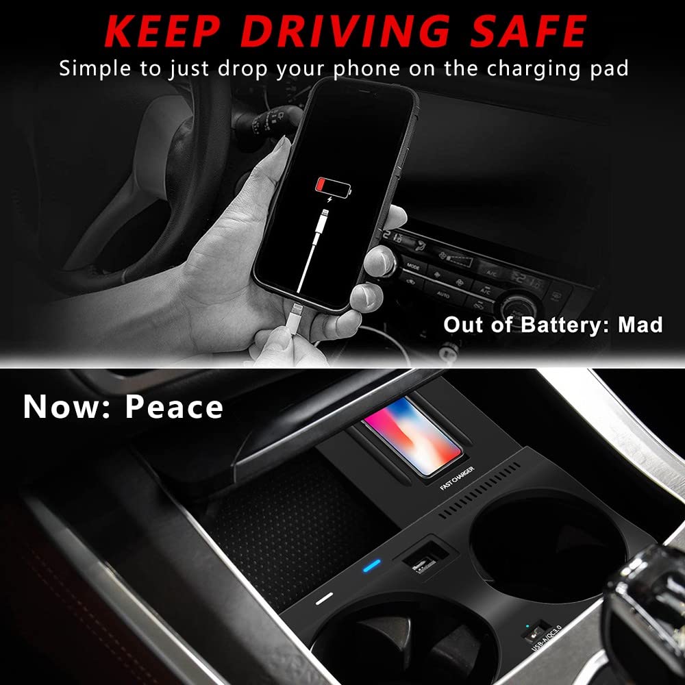 Kabelloses Ladegerät Auto Kompatibel mit BMW X5 X6 X5M X6M X7 2020-2022 Center Console-Zubehörfeld, 15W Schnell-ladegerät Unterstützen Sie das Originalauto mit NFC Center Console-Zubehörfeld