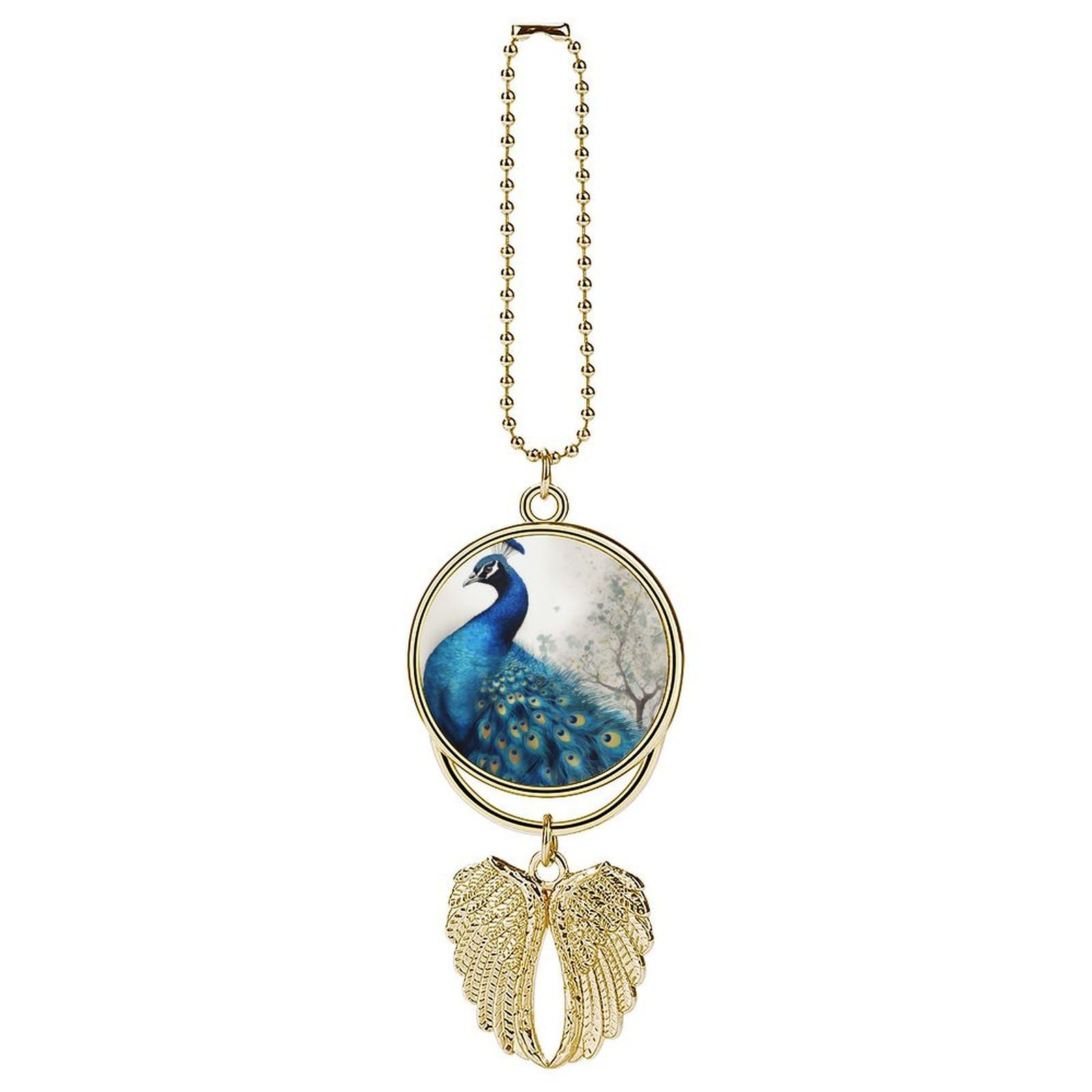 Blue Peacock Car Pendant Rear View Mirror Hanging Ornament Auto Metal Charm for Aesthetic Interior Decor. Lucky Car Accessories Cute Funny Hanging Decor for Car Truck