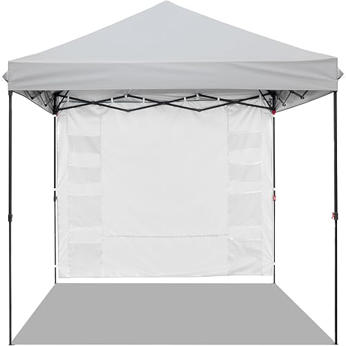 Toldo desplegable de 10 x 10, tienda de campaña instantánea para exteriores con bolsa enrollable, 4 bolsas de arena y 1 pared lateral para tiendas