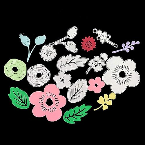 Miniatura 18 de Troqueles de corte de flores de metal para hacer tarjetas, patrón de simetría, hojas florales, troqueladas de flores de primavera, herramienta de 1