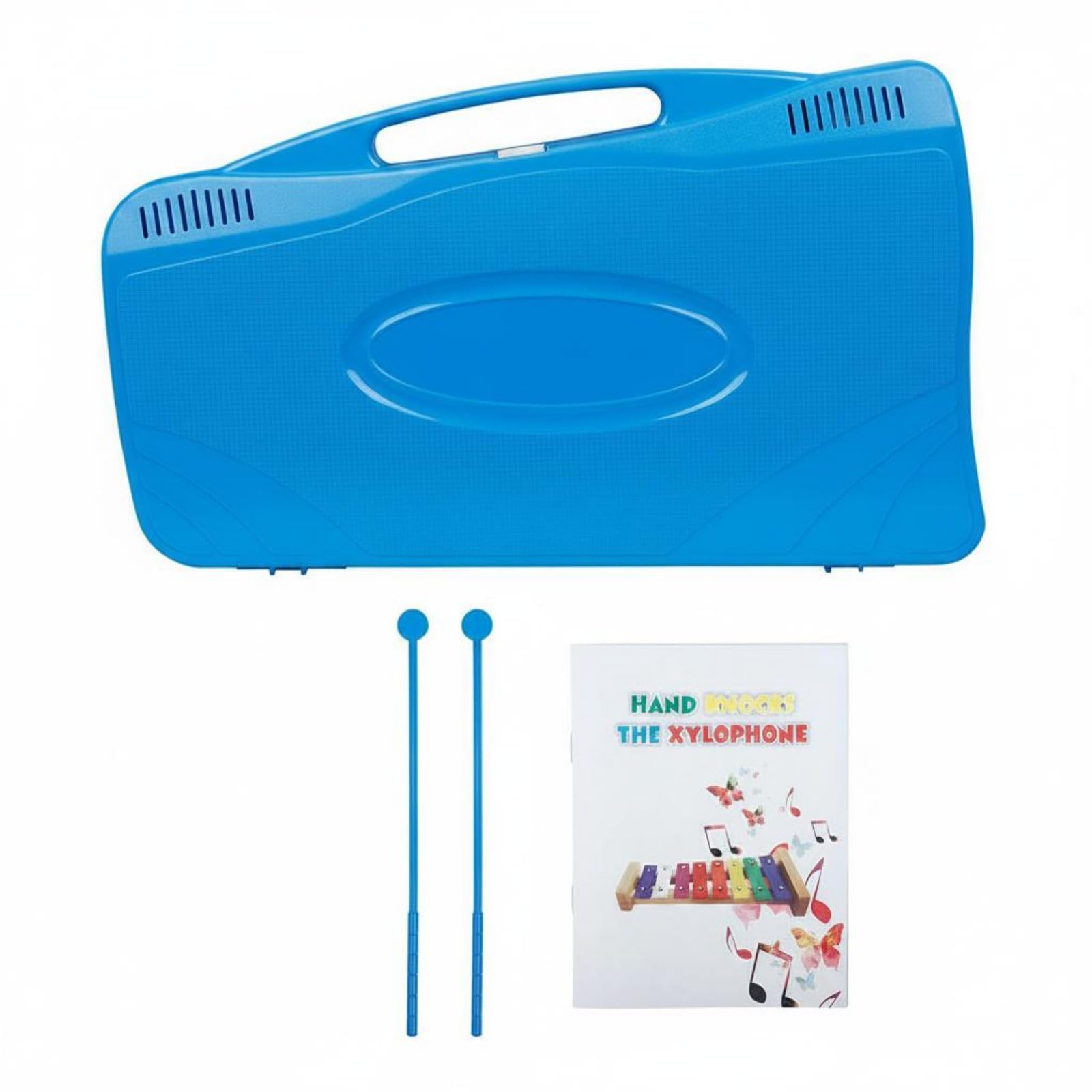 Xilofono Bambini Kit Musicale 25 Note Metallofono Strumento per Apprendimento con Custodia a Trasporto Bacchette E Canzoni Barre Alluminio Base Adatto, Blu
