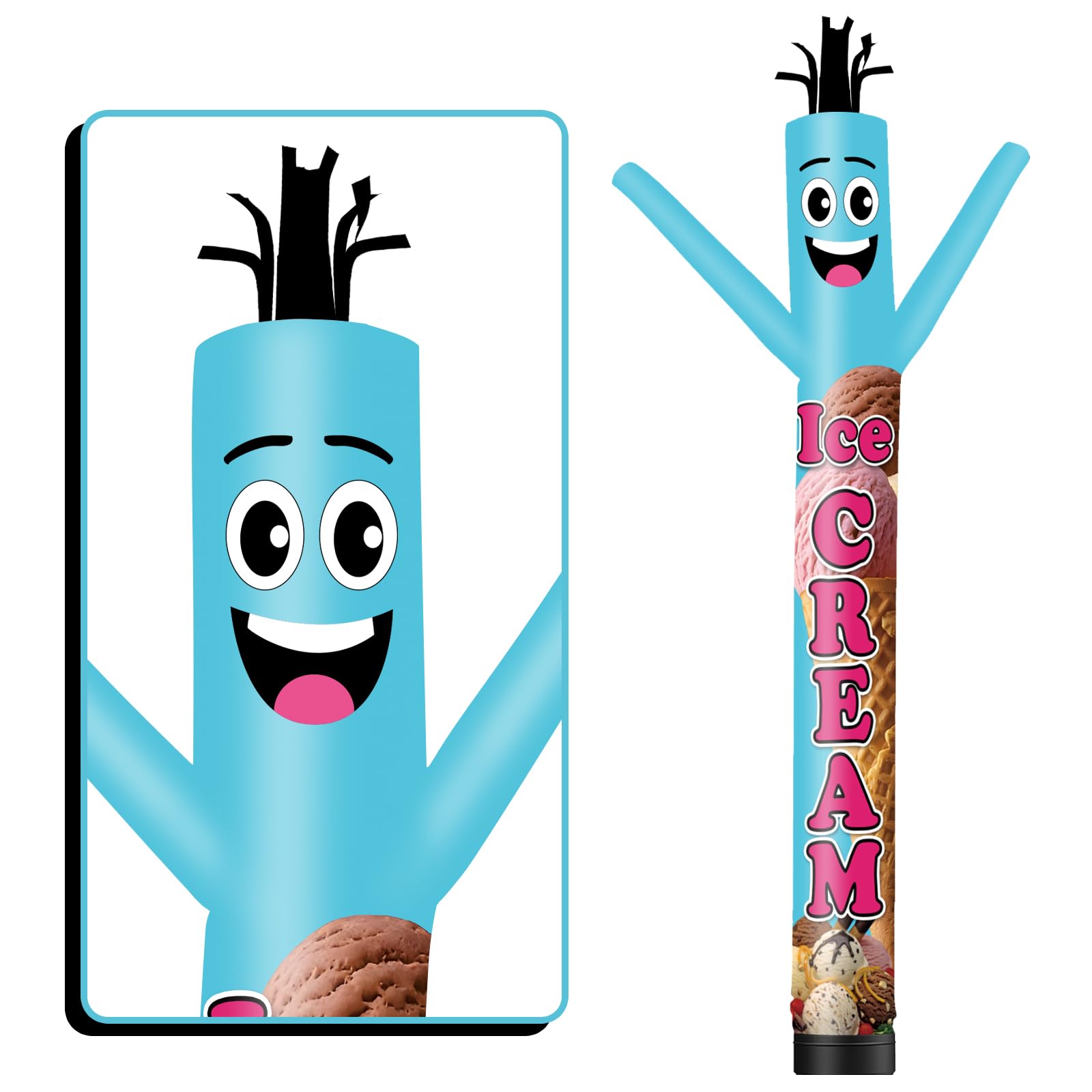 GOODENY 15FT Tall Ice Cream Inflatable Tube Man (18''Diameter) Wacky Wavy Dancing Guy for Outdoor Decoration Advertising Business Promotion (Blower