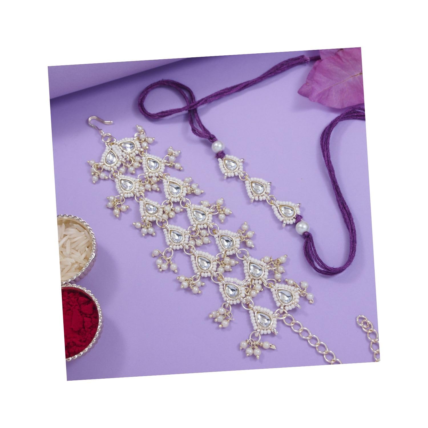 I Jewels Mens White Kundan & Pearl Bhaiya Bhabhi Lumba Bracelet Rakhi Combo Set With Roli Chawal & Rakshabandhan Greeting Card (R156Wi-Co) (B0D7C5D4WD) Amazon Price History, Amazon Price Tracker