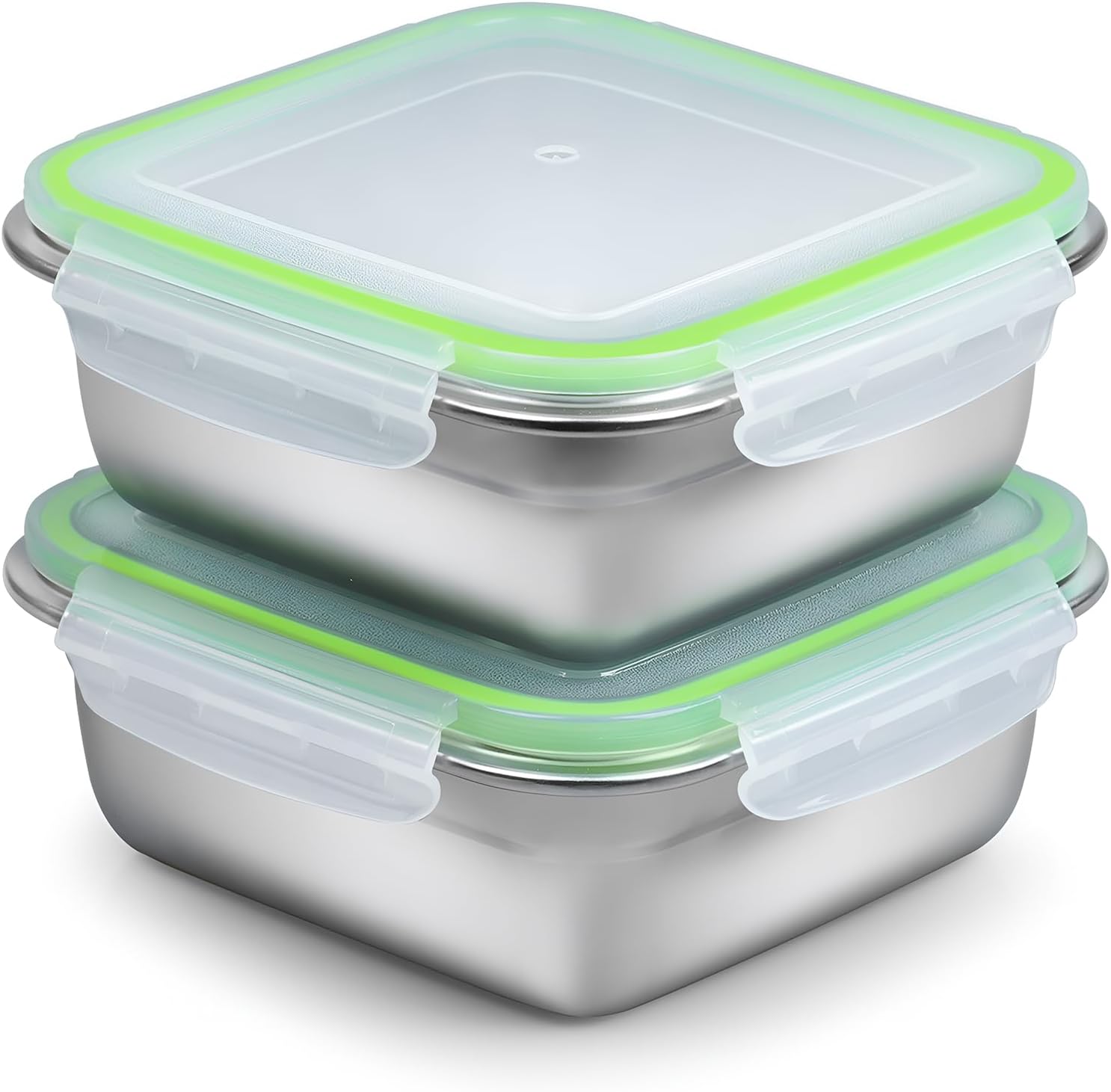 1 Pack Sandwich Container, 24oz Stainless Steel Sandwich Box with Airtight Lids, Reusable Metal Meal Prep Lunch Boxes, BPA-Free, Dishwasher Safe, Food Storage Container for Families (Green) Green