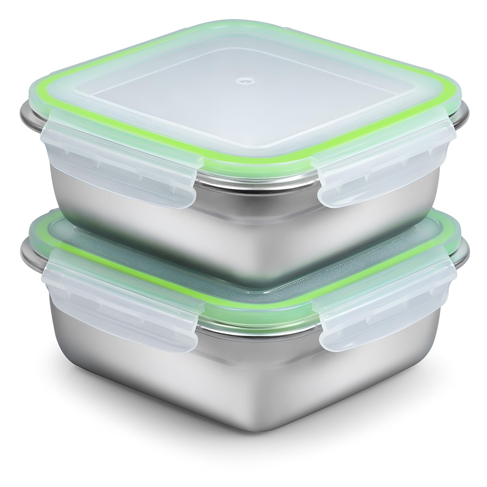 Photo 1 of 2 Pack Sandwich Containers, 24oz Stainless Steel Sandwich Box with Airtight Lids, Reusable Metal Meal Prep Lunch Boxes, BPA-Free, Dishwasher Safe, Food Storage Containers for Families (Green)