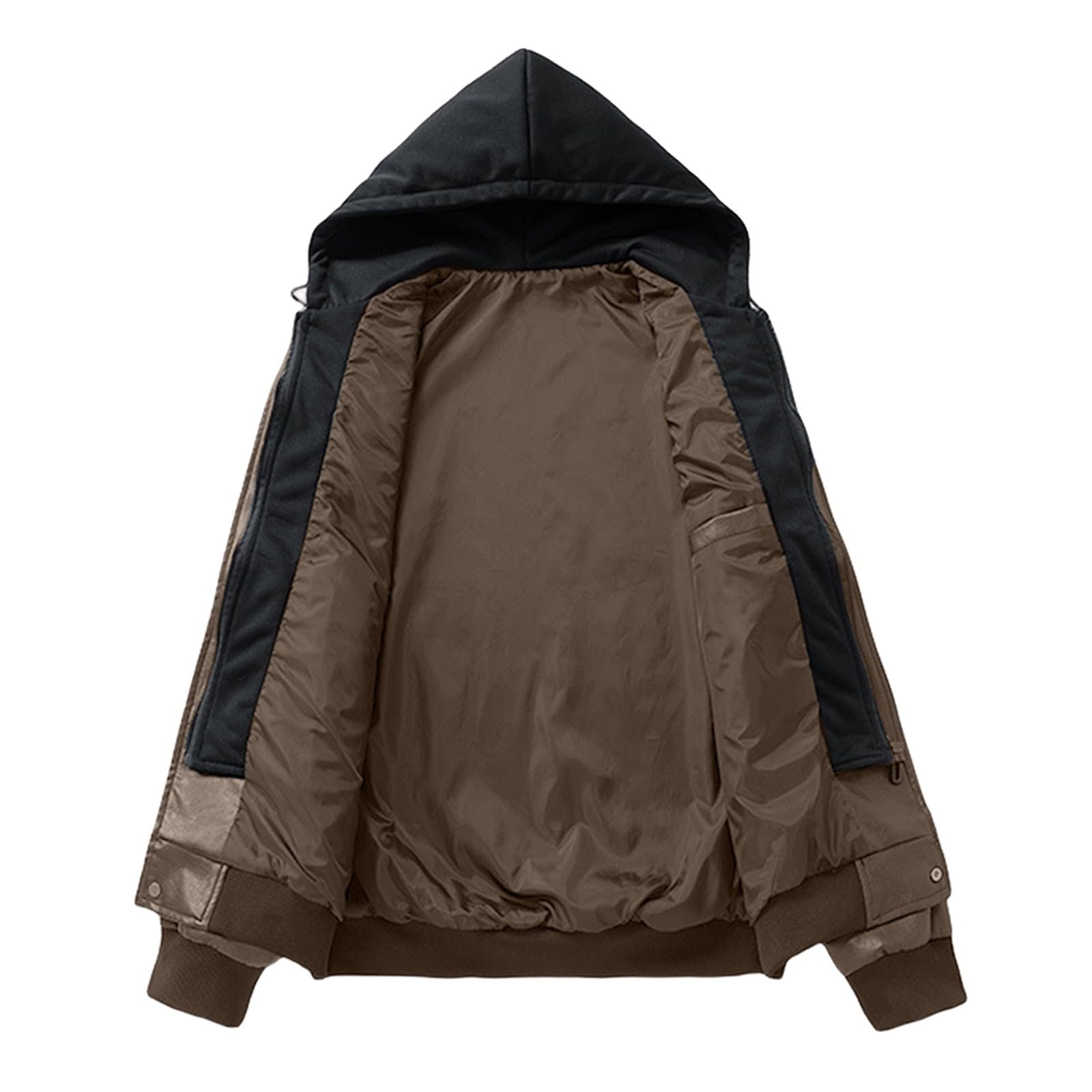 Giacca in pelle da uomo, vintage, in due pezzi, in similpelle, da uomo, con cappuccio, stile streetwear, da uomo, per attività all'aria aperta, con cappuccio