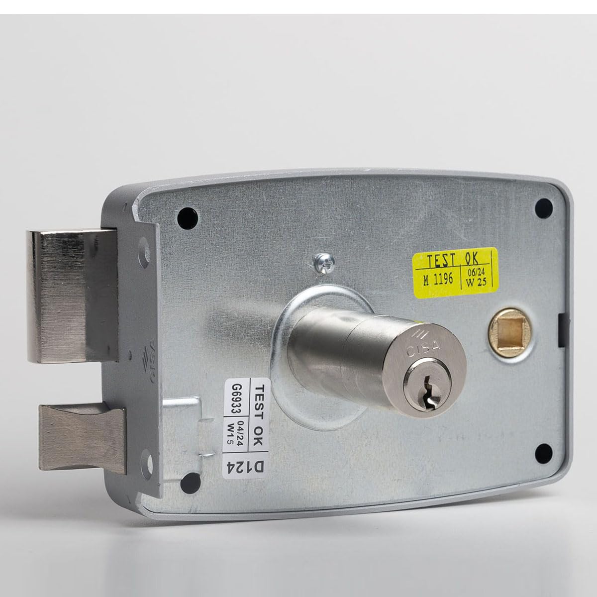 CISA - Serratura per Porte in Ferro da Applicare 15047160195 - Serratura Cancello Esterno in Acciaio Verniciato Grigio con Cilindro nichelato - Entrata 60 - Mano Destra