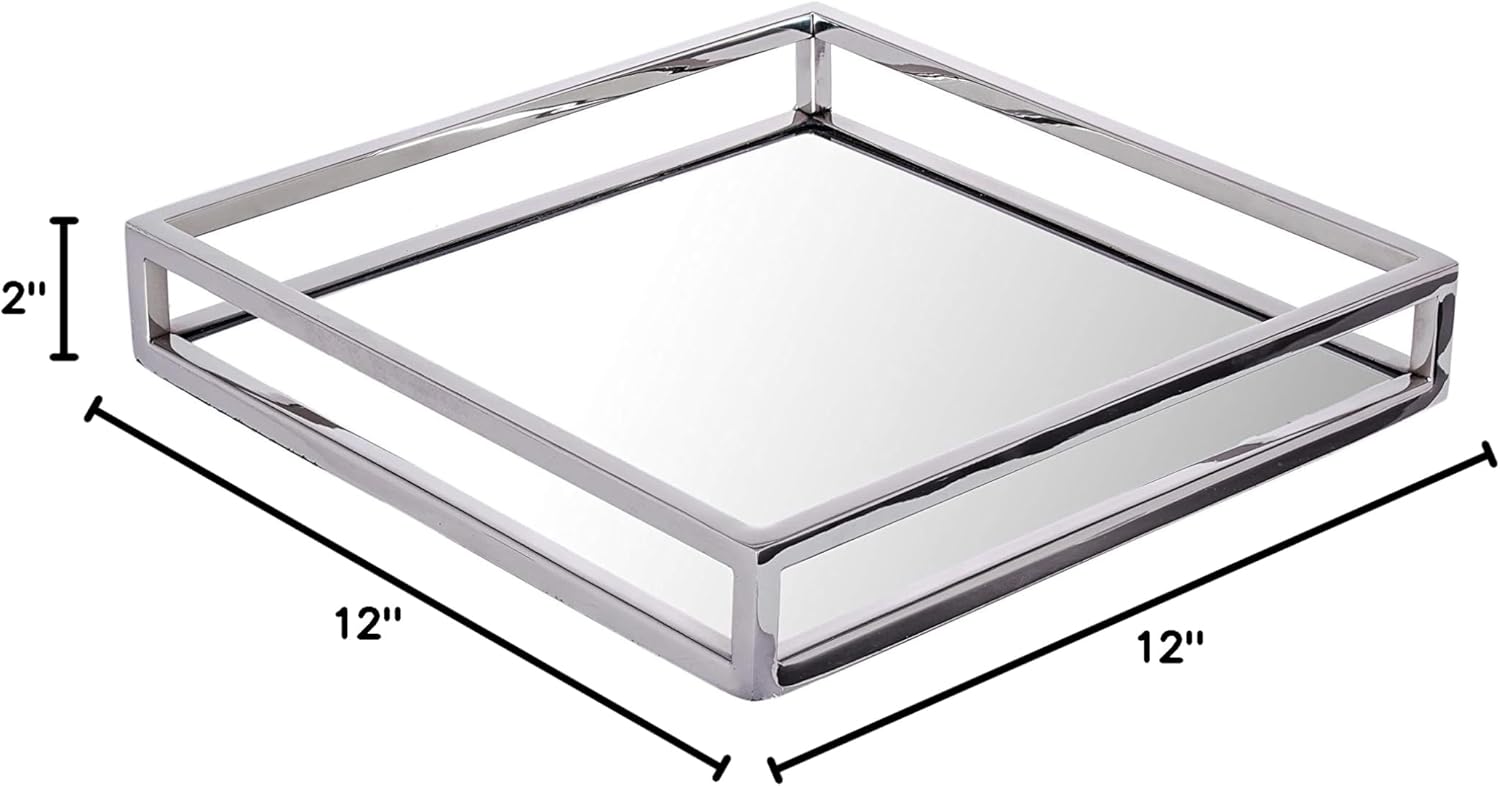Pizzaz Beautiful Rectangular,Vanity Mirror Tray 12x12x2