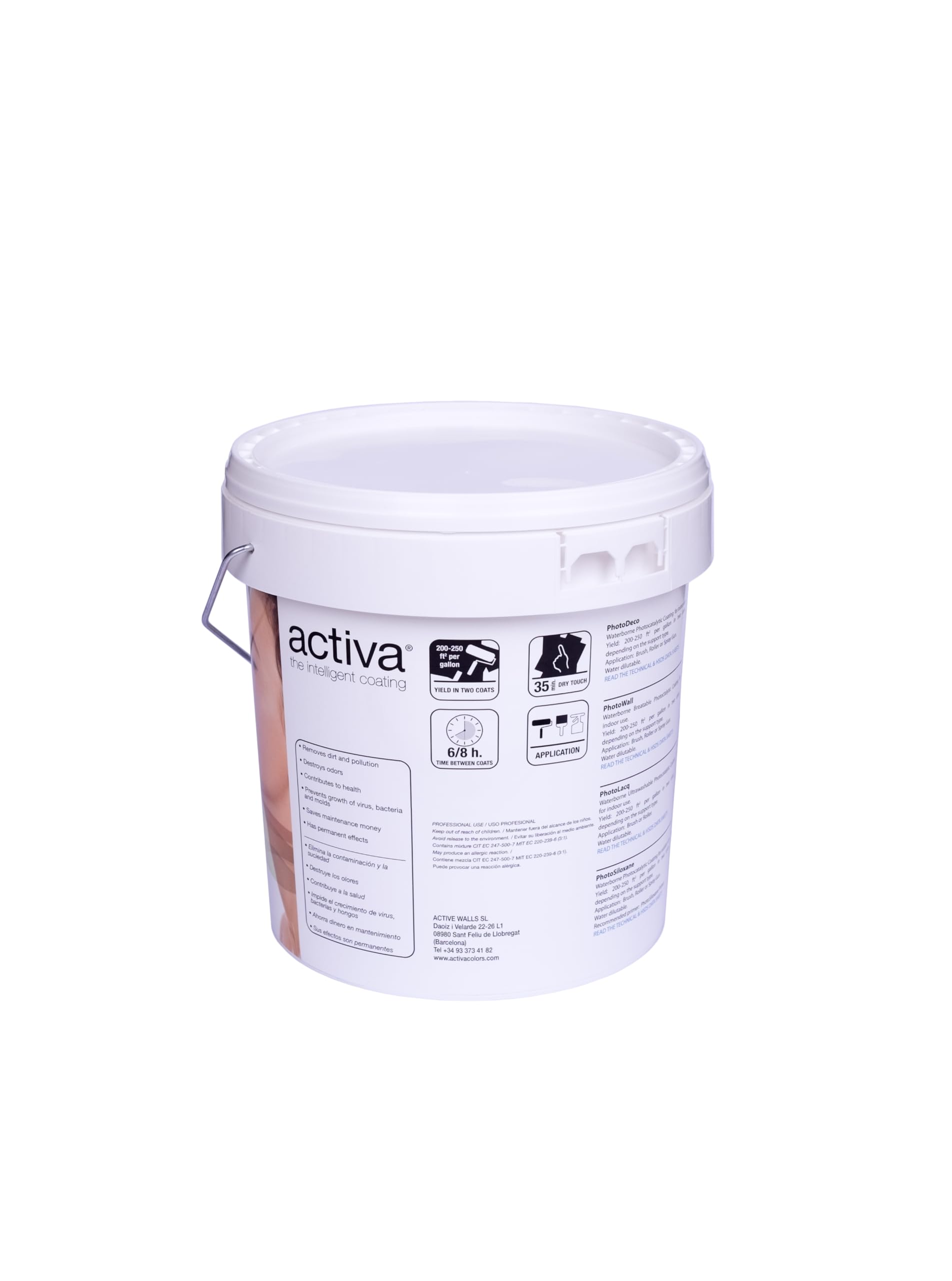 ACTIVA - Pintura Fotocatalítica Color Algodón | 4 Litros | Pintura Ecológica y Desinfectante para Interiores | Ideal para Habitaciones de Niños o Personas con Problemas Respiratorios