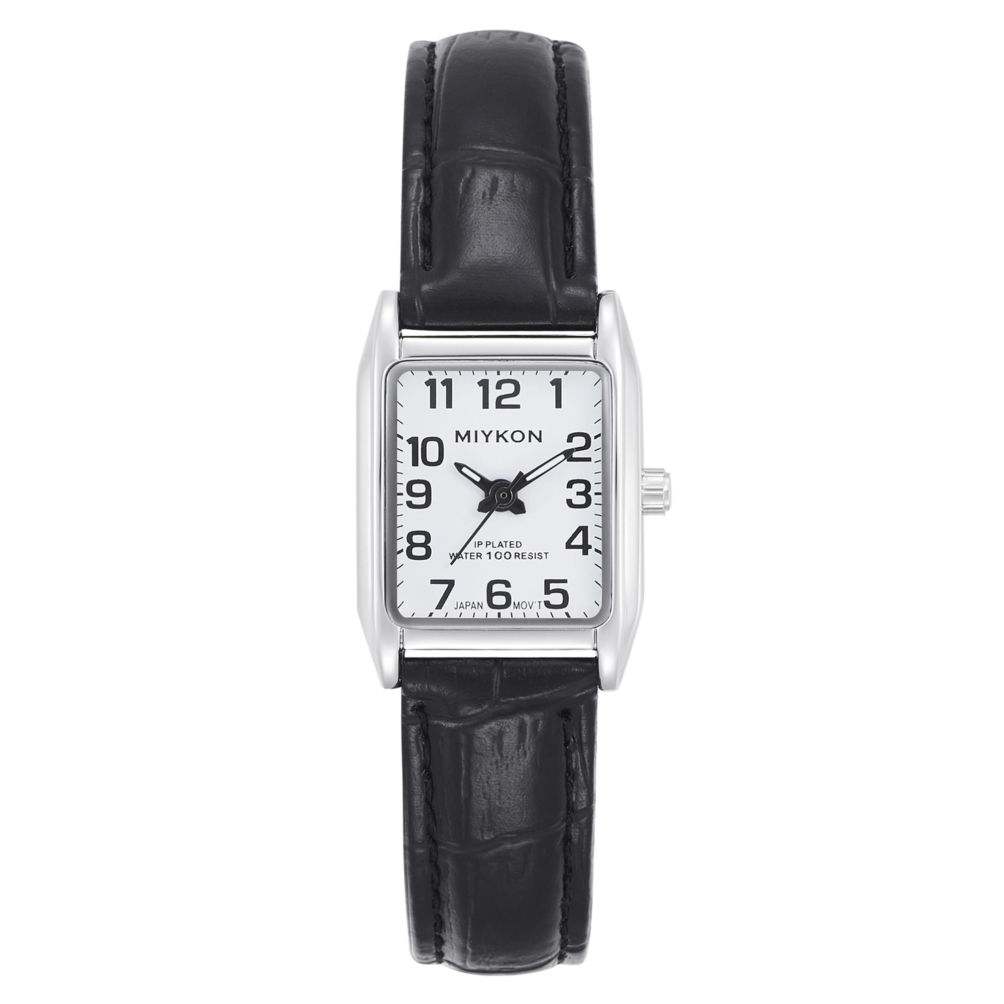 Miykon Vintage Watches for Women - Small Dainty Tank, Square Womens Watch with Genuine Leather Strap - Second Hand, Ion Polished, Scratch Resistant Glass, Japanese Quartz, Waterproof to 100ft