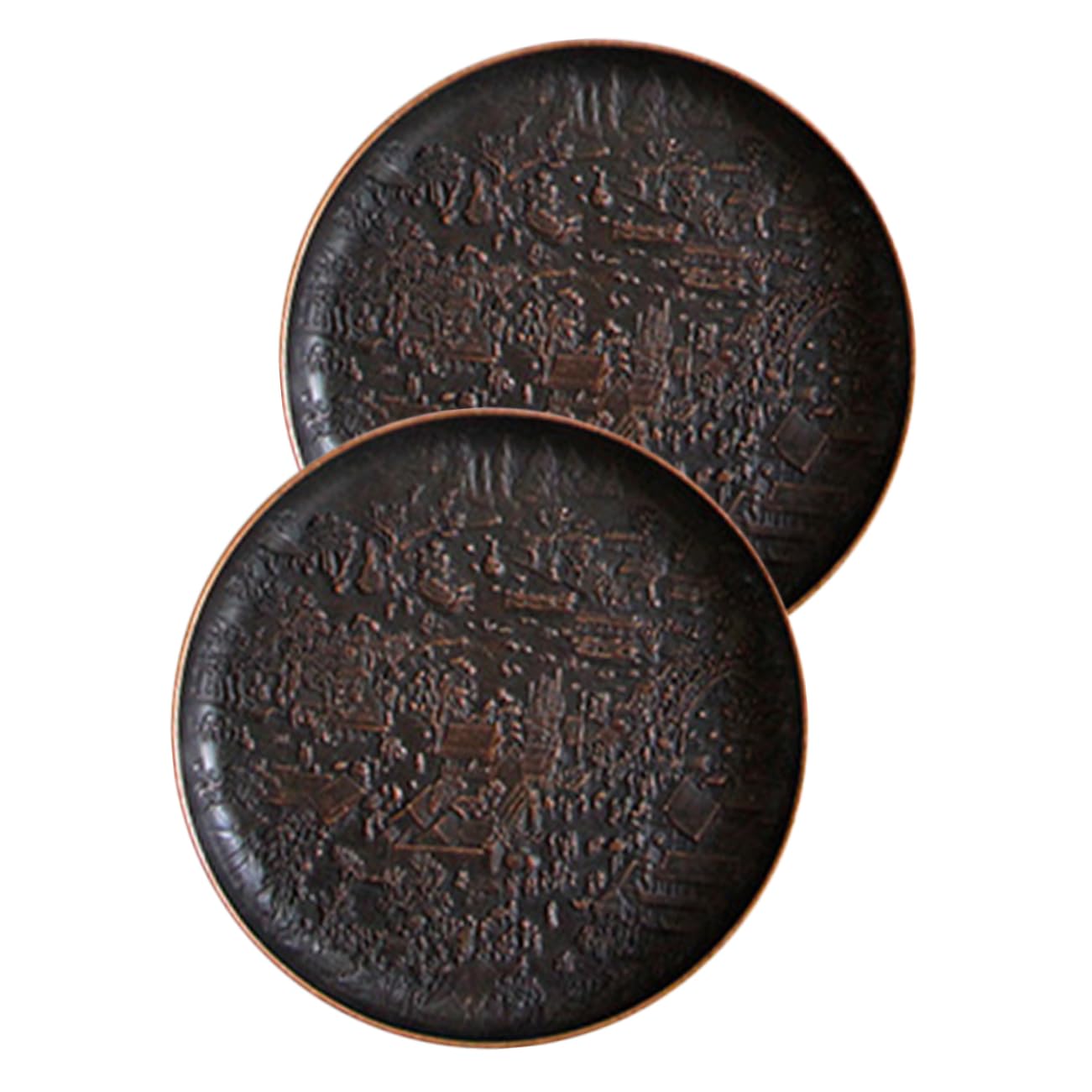 Unomor 2Pcs Vintage Copper Saucers Decorative Coffee Cup Coasters Heat Resistant Teacup Saucers for Tabletop Protection