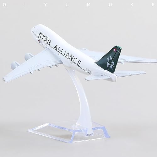 Miniatura 10 de QIYUMOKE Boeing 747 Delta Airlines 1400 Modelo de avión de metal fundido a troquel con soporte Airlines Modelo Avión Pantalla de aleación Kit de
