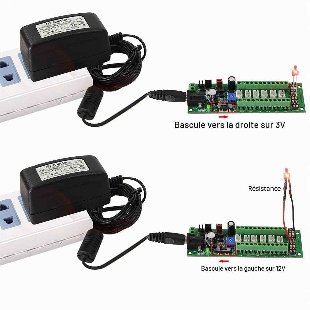 Evemodel PCB012 1set de panneau de distribution d'alimentation auto-adaptable Distributeur HO N O LED Street Light Hub DC AC Tension Train Contrôle de puissance