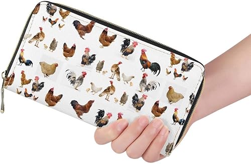 Vista 2 de doginthehole American Bulldog - Cartera de viaje con cremallera para mujer, monedero de viaje para mujer, Chicken, L