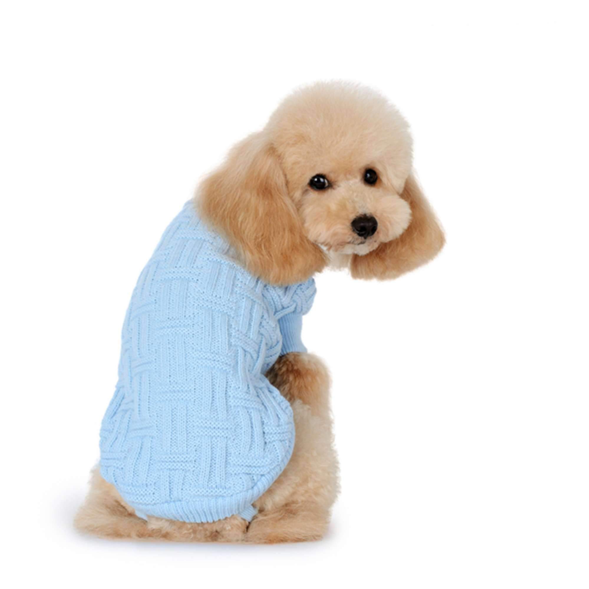 Pull tricoté bleu ciel Alpha Dog vêtement chien 45cm 150g
