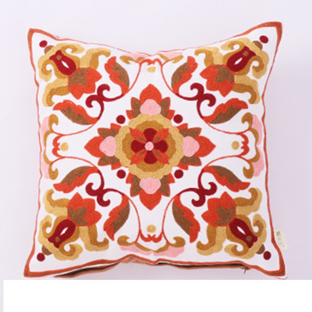 Oreiller broderie fleurs coussin de lit mélangé 45x45 décoratif salon style idyllique