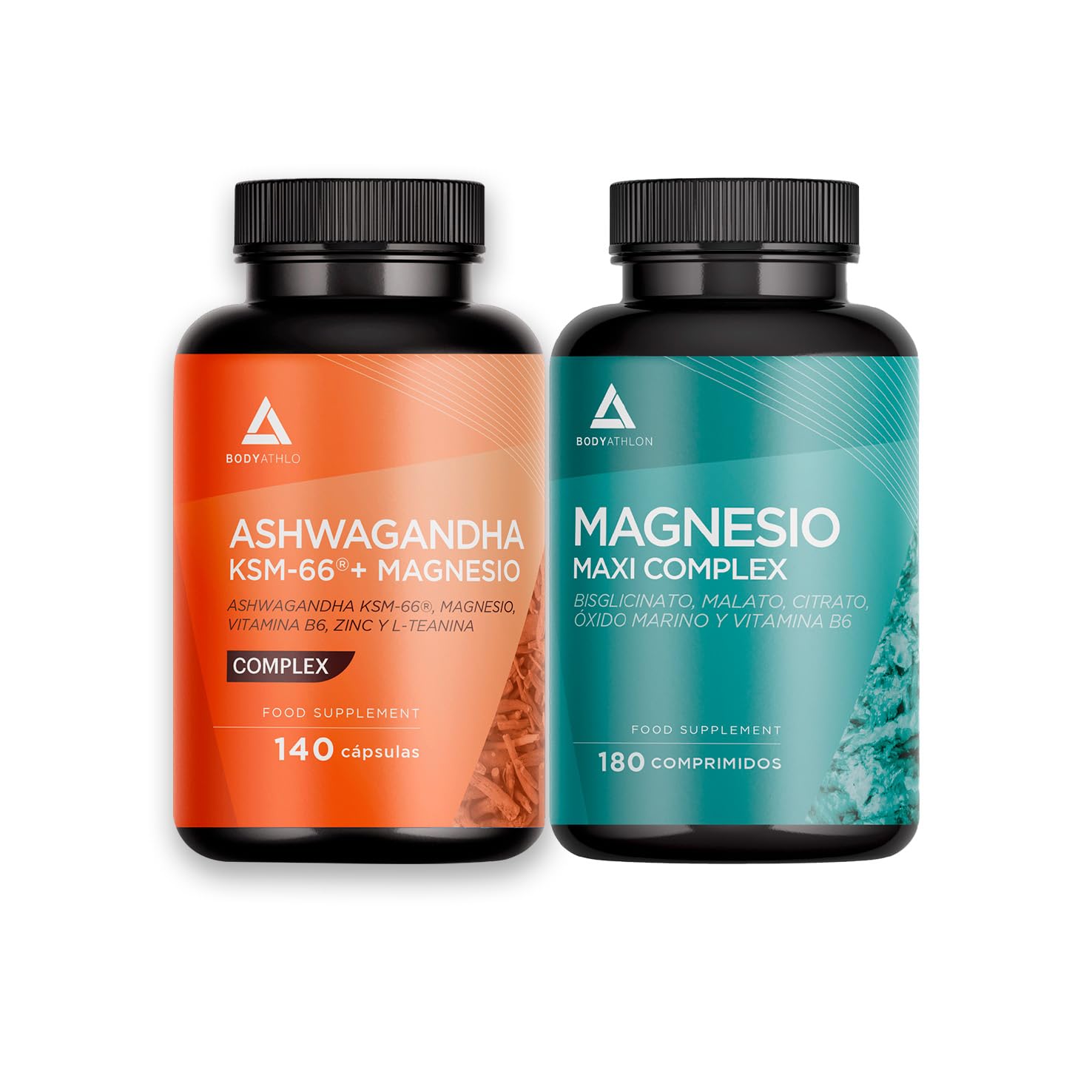 Pack Ashwaganda Magnesio | 4 Magnesios + Vitamina B6 y Ashwagandha KSM 66 + Magenesio +Vitamina B6+ Zinc+ L-Teanina | Bienestar mental y físico
