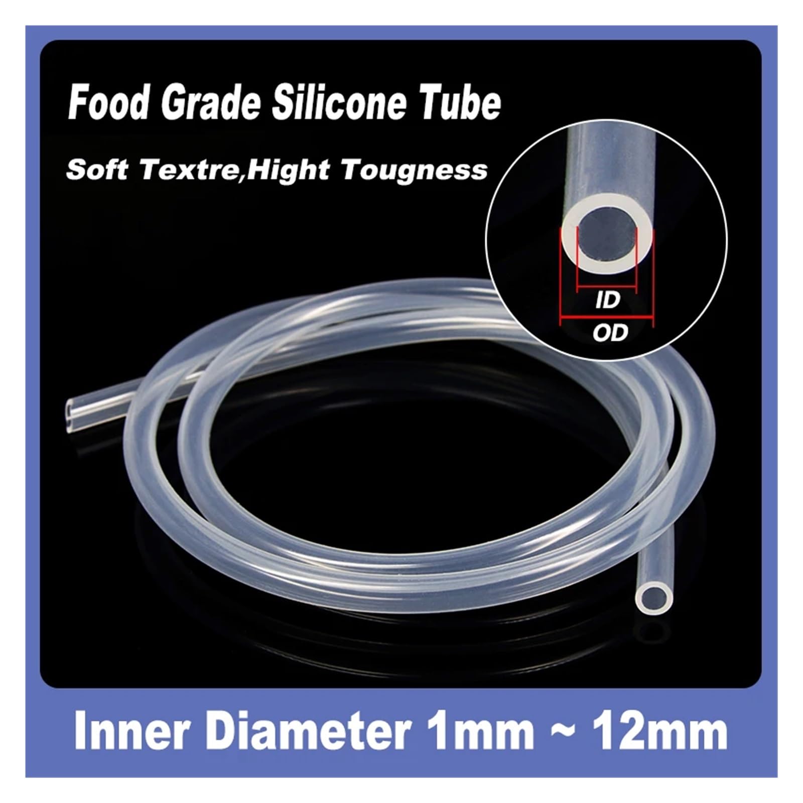 Manguera de silicona transparente de 10 mm, resistente a altas temperaturas, no tóxica, de grado alimenticio, for grifo, acuario, jardín, diámetro de 1 mm a 12 mm.(ID 8mm x OD 12mm)