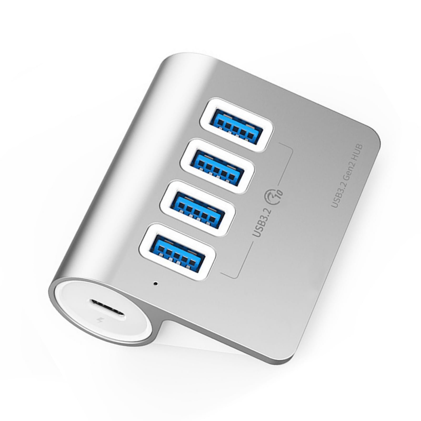 Hub USB 3.2 a 4 porte in alluminio, velocità di trasferimento rapida di 10 Gbps, alimentazione stabile per tutti i dispositivi e accessori per laptop hub