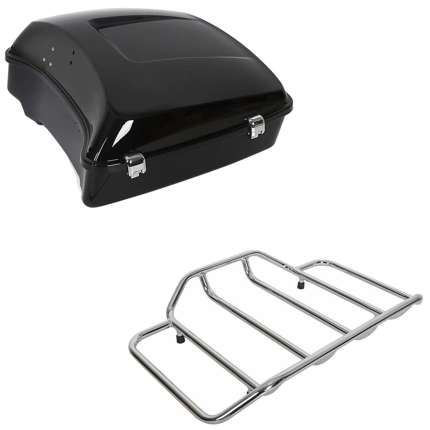 YUOQDKE Tour Pack Pak Trunk Luggage w/Top Rack Road ABS Plastic+Polyurethane Synthetic Leather+Steel Rear