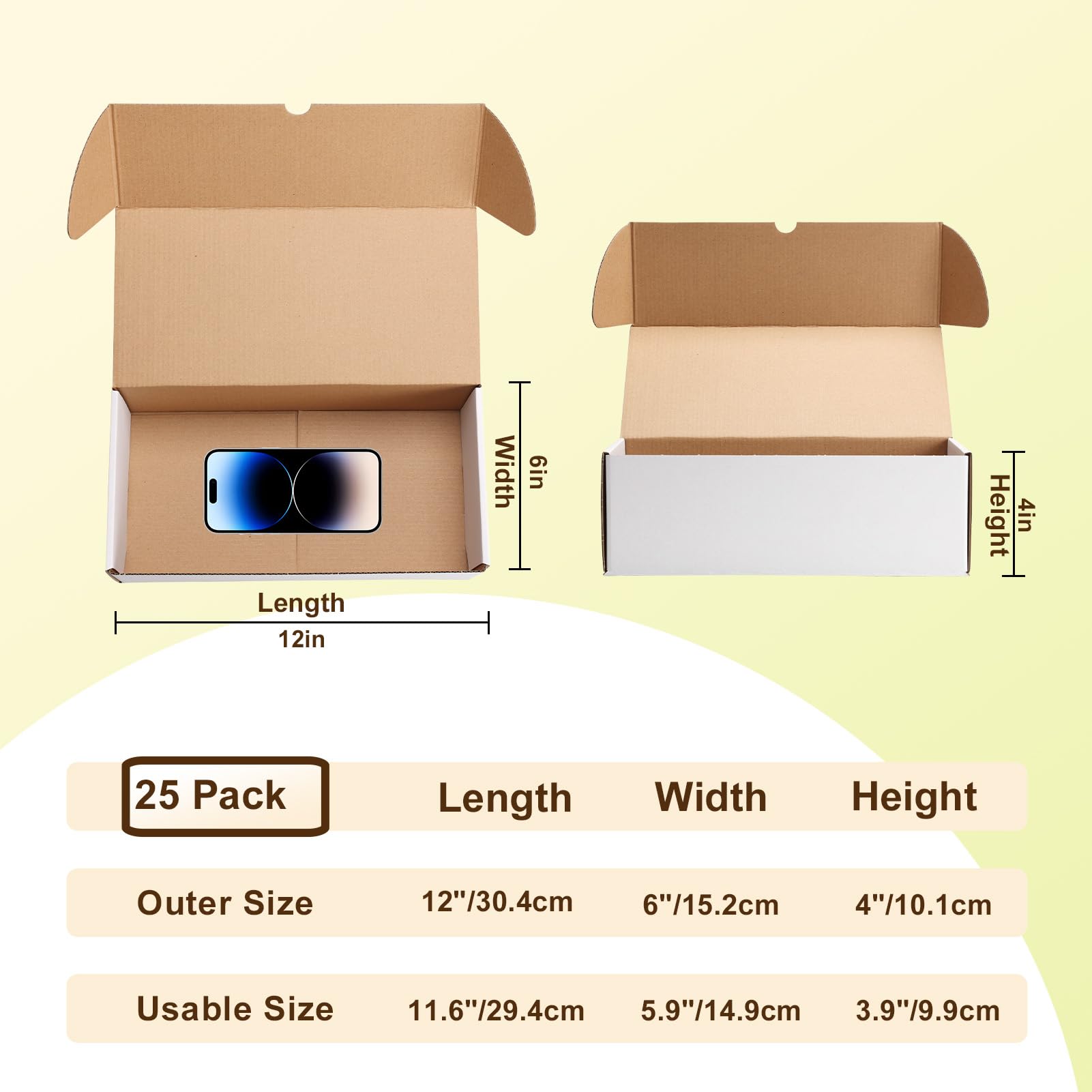 RLAVBL Boite Carton Expédition 30.5x15.3x10.2 cm, Lot de 25 Boites Carton en Blanche