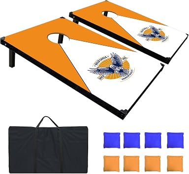 Wakefa Cornhole Set Corn Hole Boards, 3 2FT Bean Bag Toss Games Set with 8 Bean Bags and 2 Cornhole Boards, Corn Holes Outdoor Games for Adults and Family Birthday Party Game