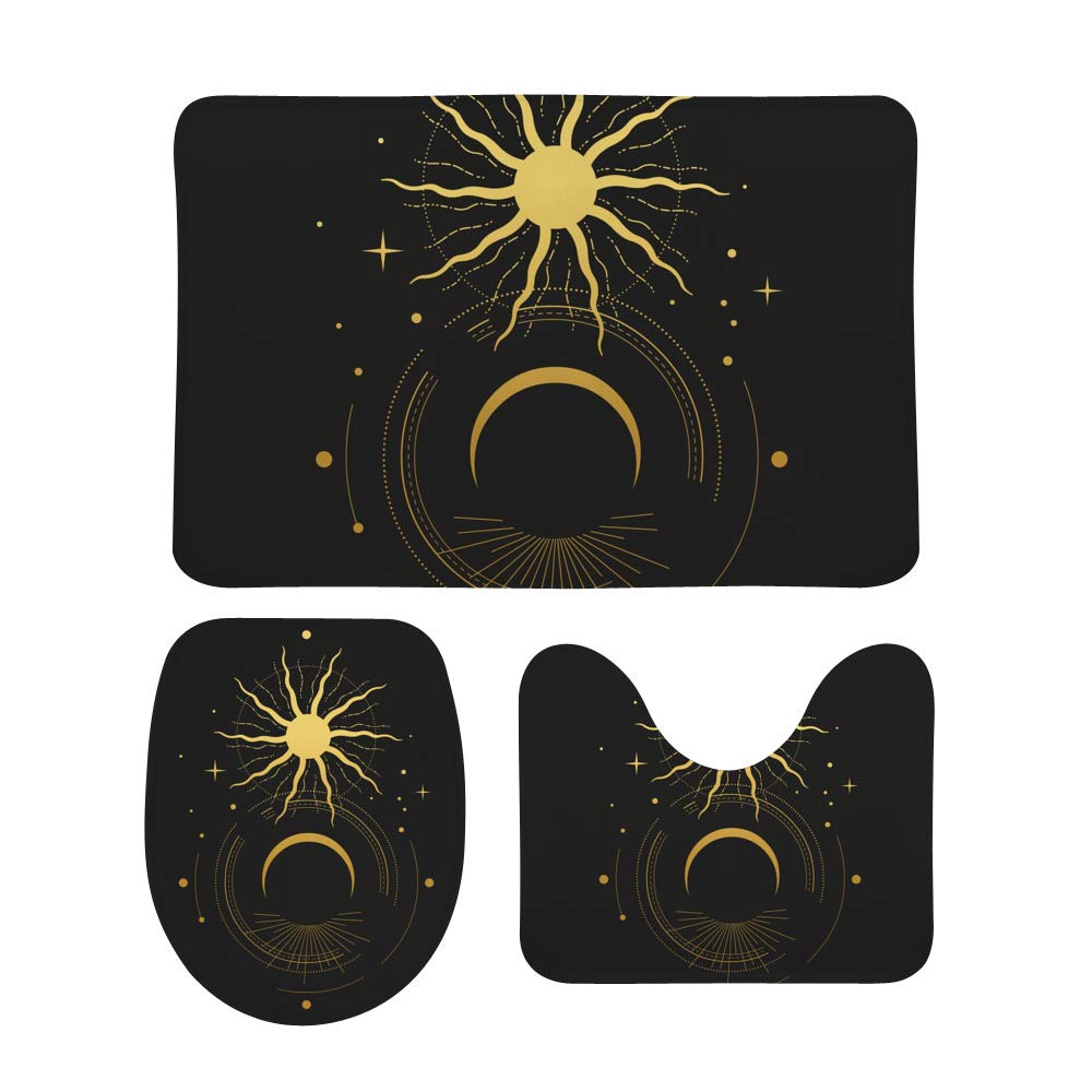 Tapis de bain en mousse soleil et lune CHEHONG ensemble de tapis WC contour U noir