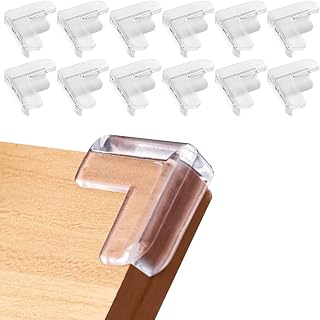 12 Pcs Baby Corner Protectors Furniture Corner Guards Safety Edge Protector Clear Corner Bumpers for Furniture Child Proof Corner Covers for Table Crib Bed (L-Shaped)