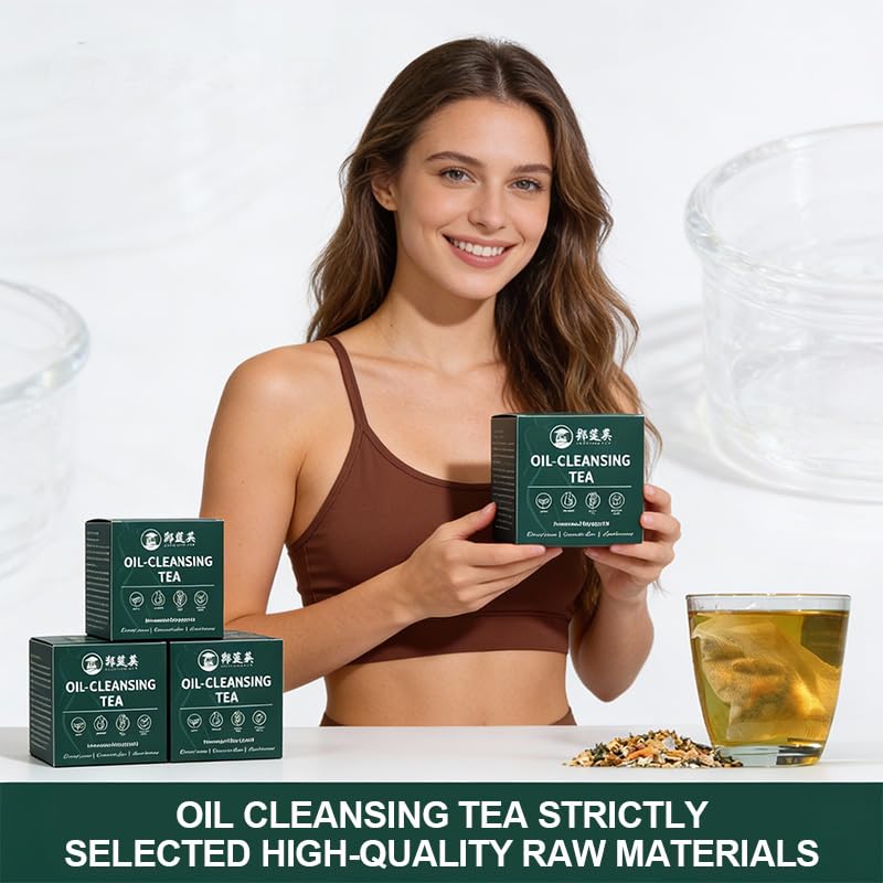 ZLYING Herbal Cleanse Tea, Organic Oil Reducing Tea, Traditional Formula with Cassia Seed, Winter Melon, Lotus Leaf, Poria, Green Tea for Wellness, 20 Tea Bags and a cup