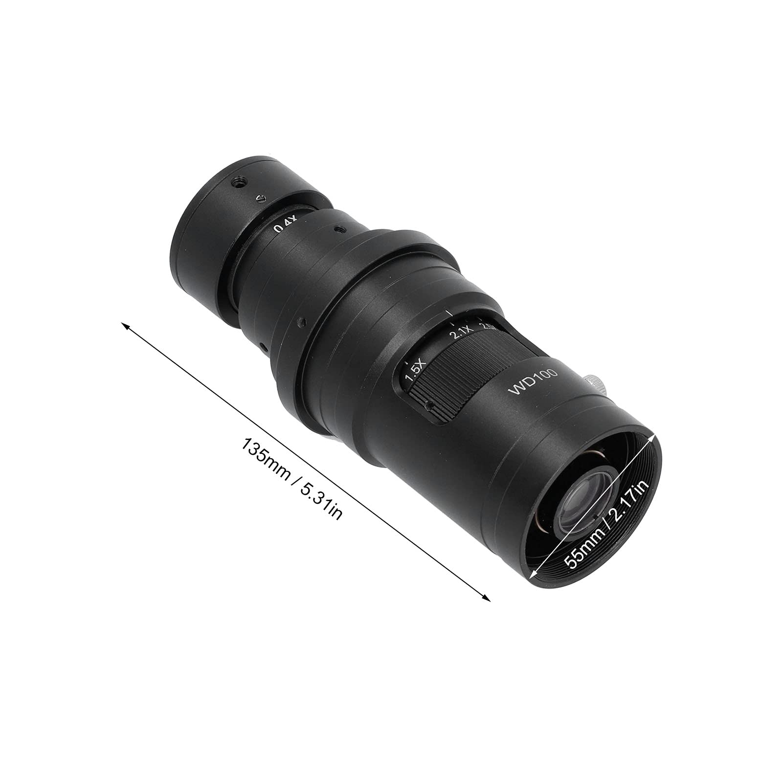 Hyuduo 200X Regulowany Obiektyw Mikroskopowy z Mocowaniem C-Mount, 0,7-5x