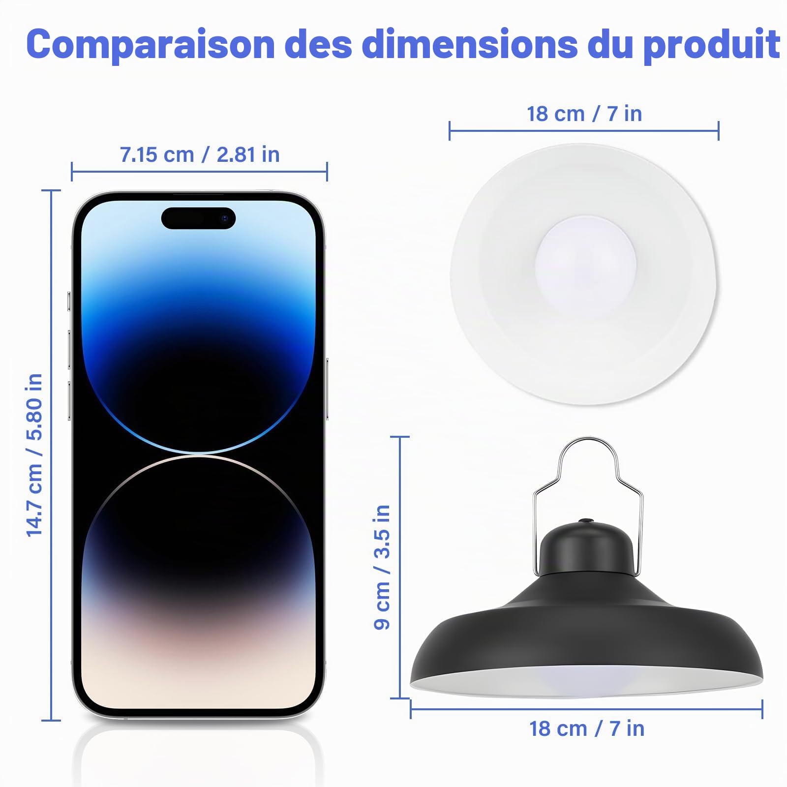 Luminaire Solaire Suspendue pour Intérieur et Extérieur, Réglable, avec Télécommande, 2800K, 4500K, 6500K, Étanche, pour Grange, Remise, Pavillon, Terrasse, Jardin, Maison