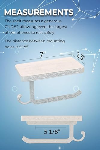 Miniatura 7 de Neater Nest Soporte de papel higiénico reversible con estante para teléfono, estilo decorativo (blanco)