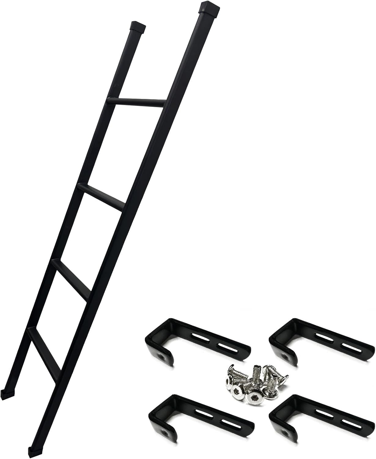 Interior RV Bunk Bed Ladder Black, 55" Heavy Duty Metal Adjustable Dorm loft Camper