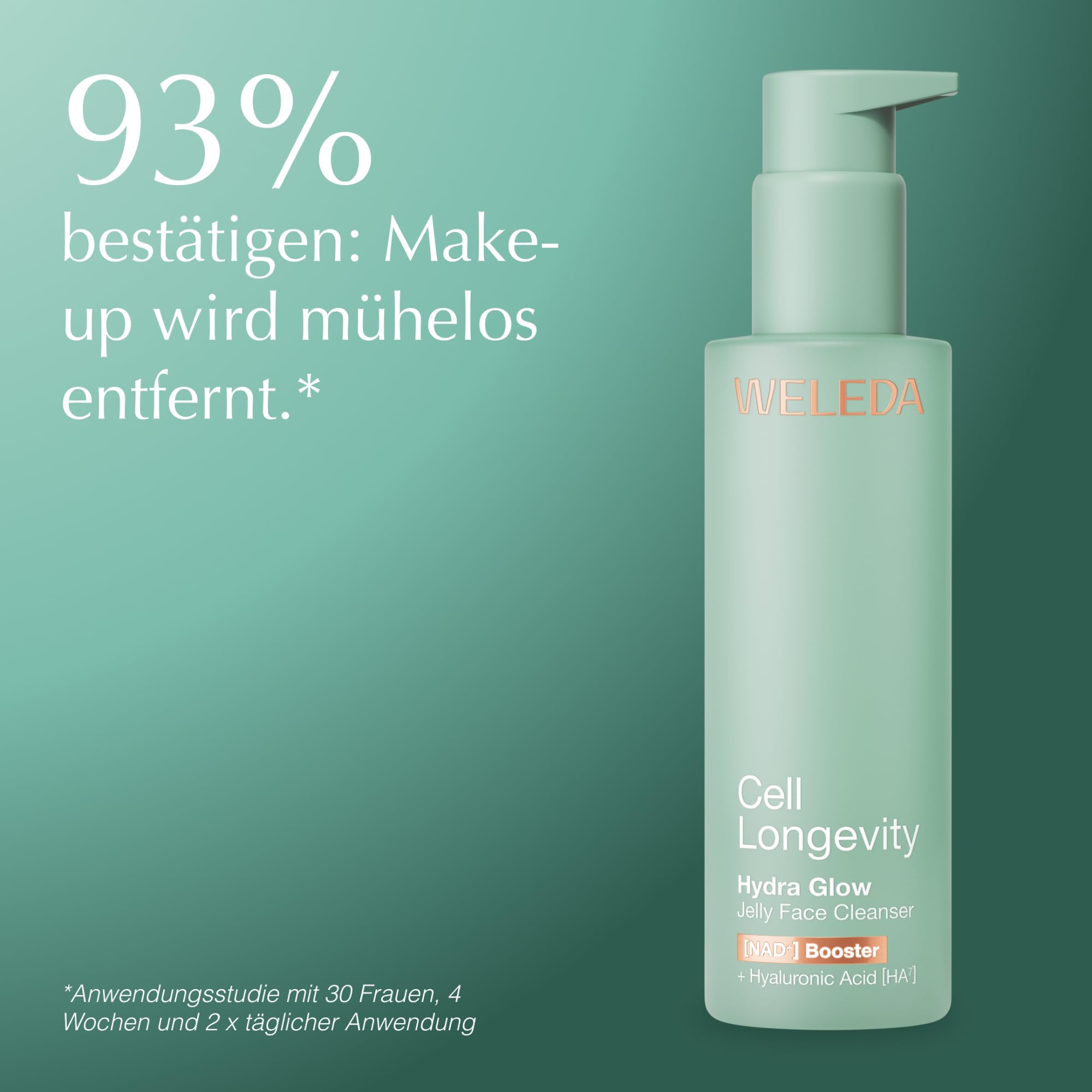 WELEDA Cell Longevity Hydra Glow Jelly Face Cleanser - Gesichtsreinigung mit [NAD⁺] Booster & Hyaluronsäure reinigt die Haut & spendet Feuchtigkeit (Naturkosmetik, vegan, 100ml)