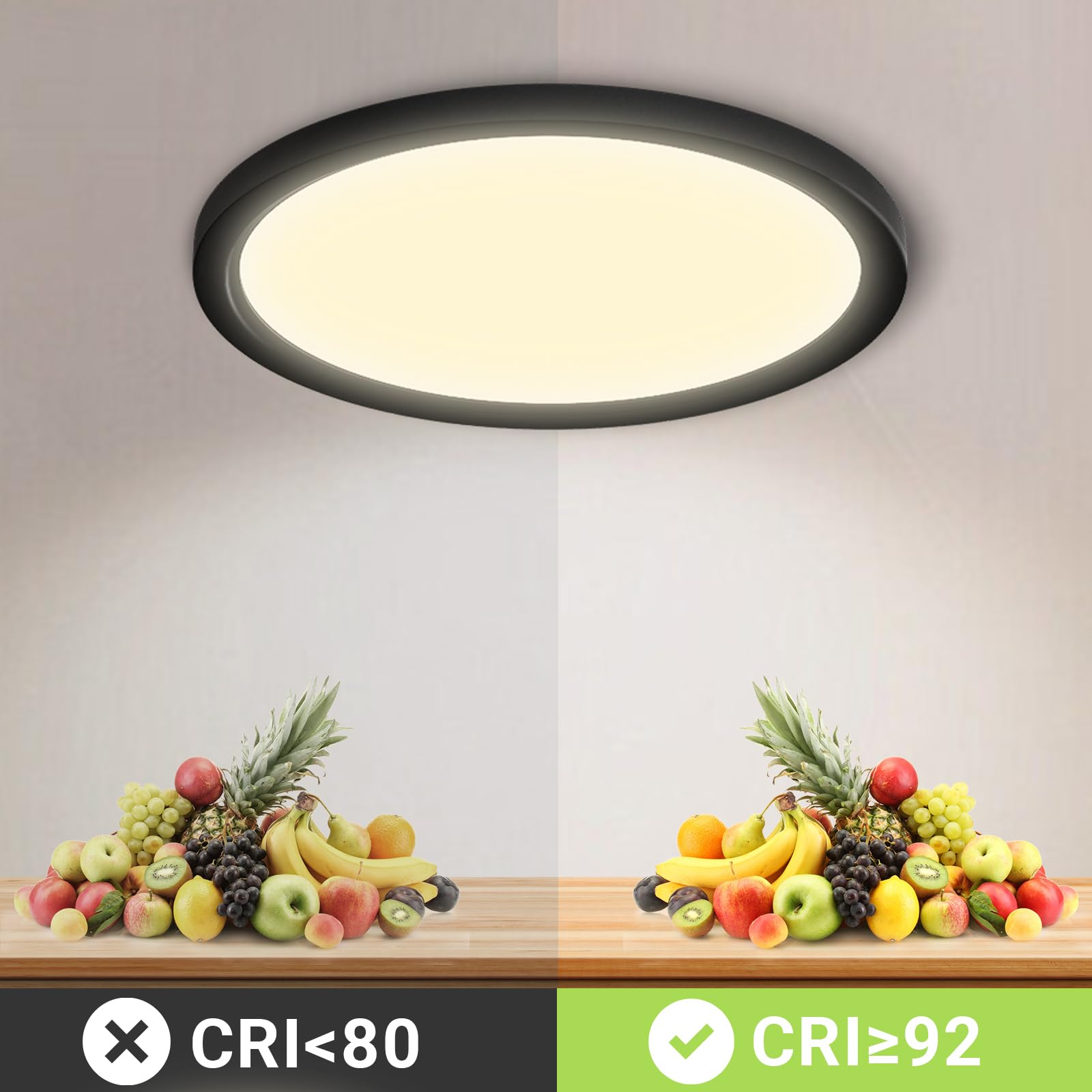 LQWELL® Plafoniera Lampada da soffitto a LED, Lampada da bagno impermeabile IP44 Rotonda Piatta 18W 3000K 1600LM Sottile per Soggiorno Bagno Camera da letto Cucina Seminterrato Ufficio, 220 * 24mm