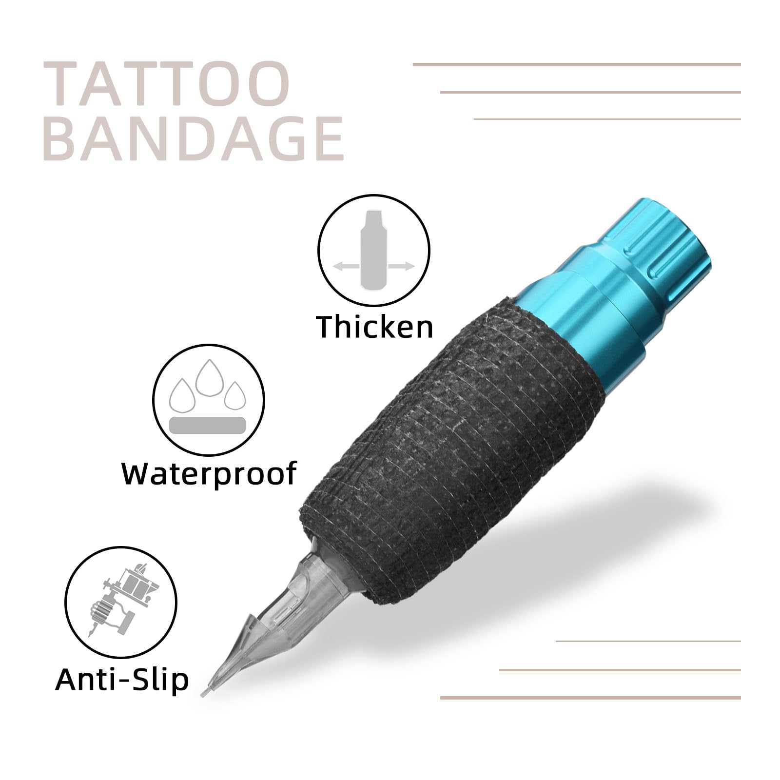 BAMTTOO Tattoo Grip Tape Wrap 6pcs Self Adhensive Bandage Grip Tapes Cover Rolls Sports Adherent Tape Tattoo Supplies (6pcs Grip Tape) - Image 4